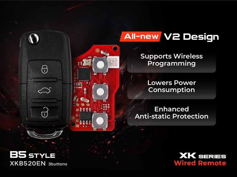 Xhorse XKB520EN VW B5 Flip Wire Remote 3 Buttons 5pcs/lot - Image 2